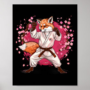 Poster Motivo de Raposa de Caratê Taekwondo Jiu-jitsu Mma