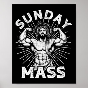 Poster Motivo engraçado de domingo cristão M fisiculturis