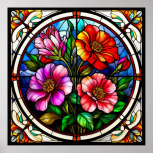 Poster Motivo Floral e Flores Vibrantes