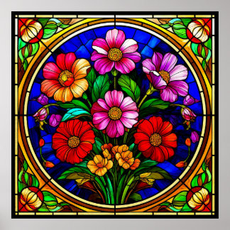 Poster Motivo Floral e Flores Vibrantes