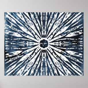 Poster Motivo Radial de Tinta Índigo