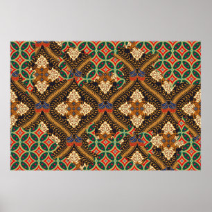 Poster motivos de batik indonésio com plano muito distint