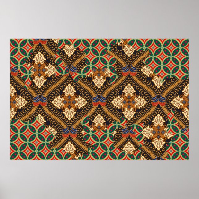 Poster motivos de batik indonésio com plano muito distint (Frente)