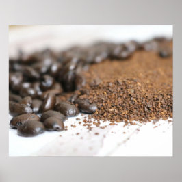 Poster Motivos de café e café em uma Mesa 16x20