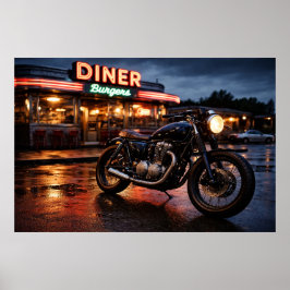 Poster Moto Antiga & Lanchonete Americana