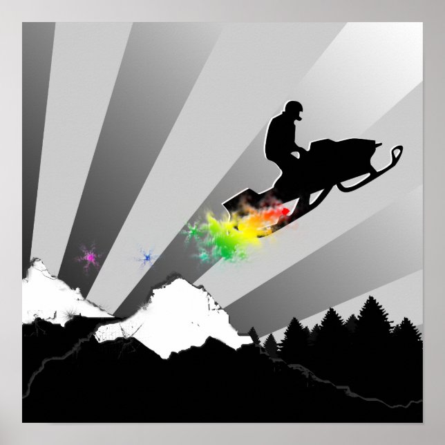 Póster moto de neve. trilha de pó. (Frente)