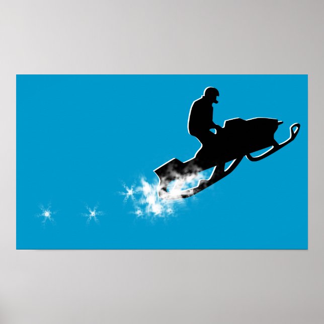 Póster moto de neve. trilha de pó. (Frente)
