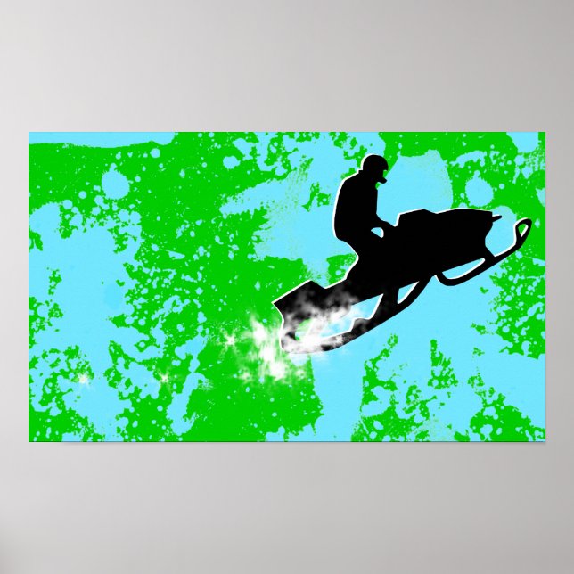 Póster moto de neve. trilha de pó. (Frente)