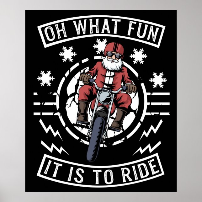 Poster Moto Natal Santa Claus Biker Pai Bike (Frente)