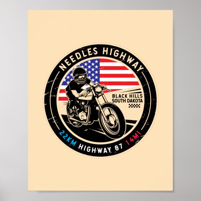 Poster Motocicleta Agulha Highway South Dakota (Frente)