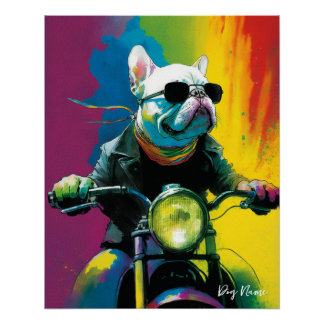 Póster Motocicleta - Anime French Bulldog 003