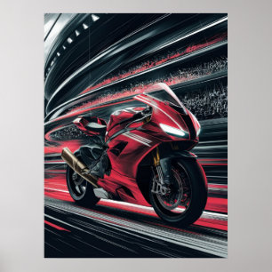 Poster Motocicleta em velocidade na pista de corrida