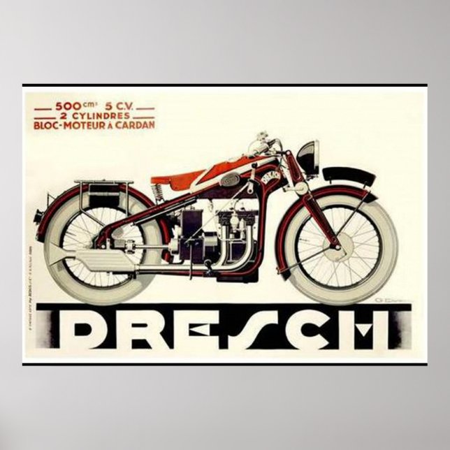 Poster Motocicleta francesa vintage de 500 cc (Frente)