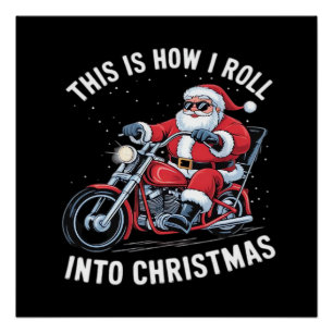 Póster Motocicleta Moto de Natal Claus Santa Essencial