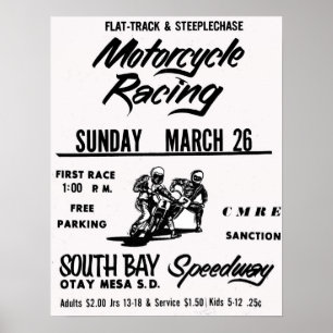 Poster Motocicleta no sul da baía Speedway Otay Mesa