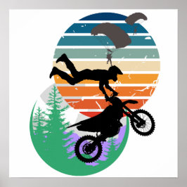 Poster Motocicleta, paraquedas e ao ar livre