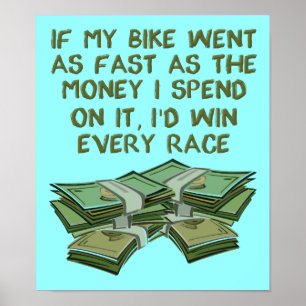 Póster Motocicleta que compete o sinal engraçado do