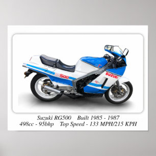 Poster Motocicleta Suzuki RG500 "Gama" Clássica - Impres