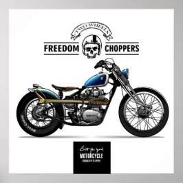 Poster Motocicleta Vintage Freedom Chopper
