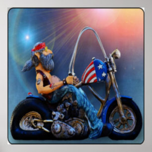 Póster Motociclista americano idoso