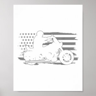 Poster Motociclista Bandeira Americana Vintage Patriota