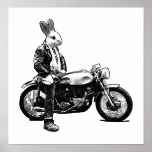 Póster Motociclista do coelho