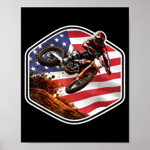 Poster Motociclista patriota americano de motocross