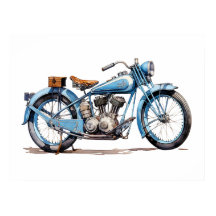 Motociclo Clássico Azul Vintage