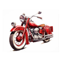 Motociclo Clássico Vermelho Vintage