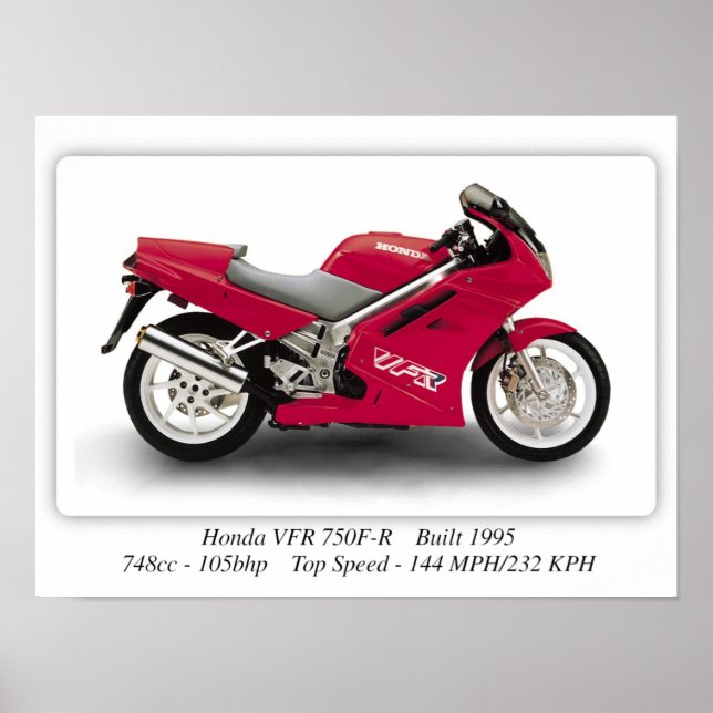 Poster Motociclo Honda VFR 750F-R - A3 (Frente)
