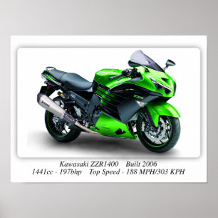 Poster Motociclo Kawasaki ZZZR1400 - A3