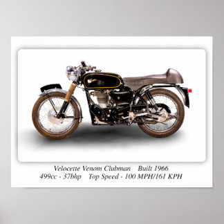 Poster Motociclo Velocette Venom Clubman 1966 - A3