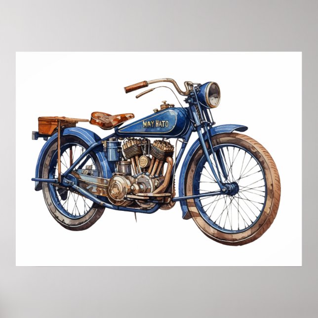 Poster Motociclo Vintage Blue (Frente)