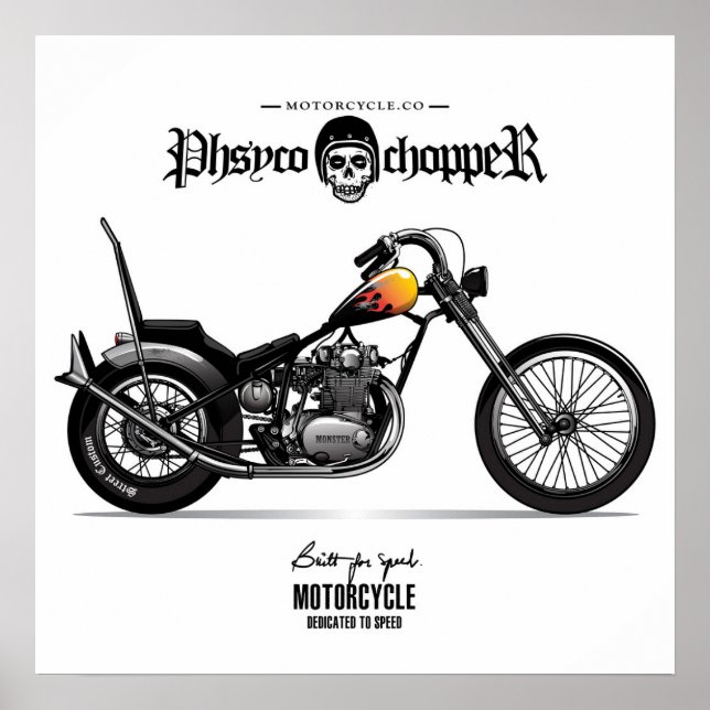 Poster Motociclo Vintage Physco Chopper (Frente)