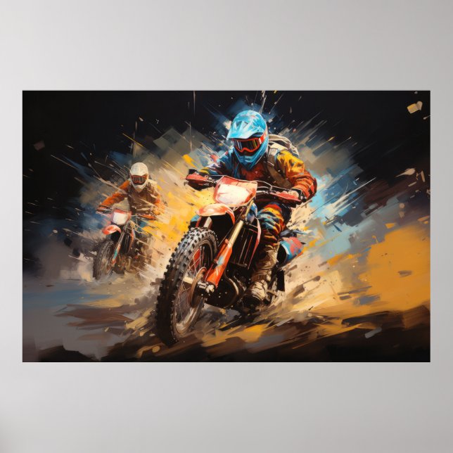Poster Motocross Action Sport Painting Abstrato Art Decor (Frente)