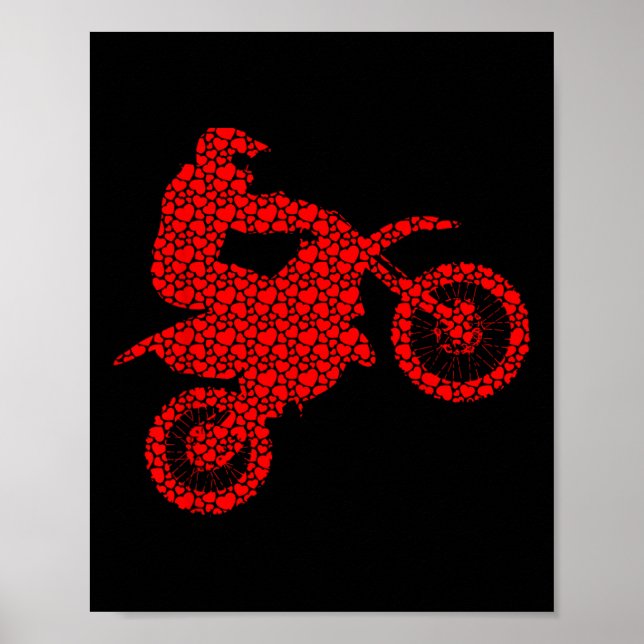 Poster Motocross Lovers Valentine Hearts Love Dirt Bike S (Frente)
