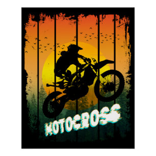 Póster Motocross natureza pilotando esportes de motocicle