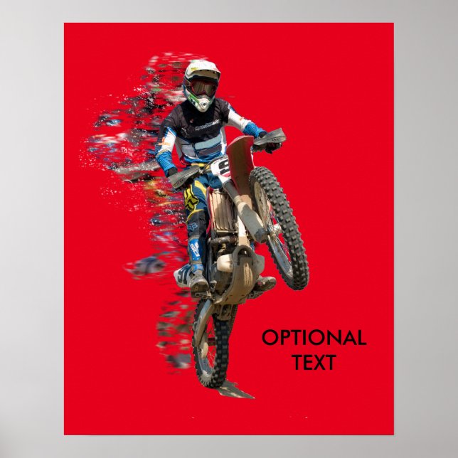 Póster Motocross no deserto com peças voadoras (Frente)