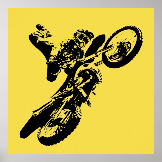 Póster Motocross Pop Art Motocross amarelo Esporte a moto (Frente)