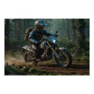 Póster Motocross Selvagem - Piloto de Dirtbike  
