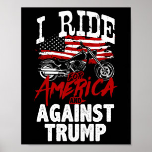 Poster Motoqueiro Anti-Trump Pró-Democracia Resiste Contr