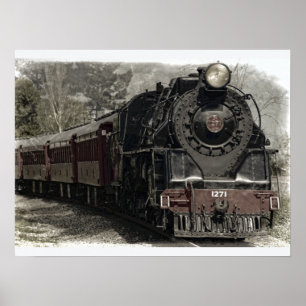 Poster Motor a Vapor da Locomotiva Antiga