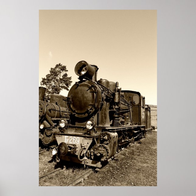 Póster Motor a vapor de bitola antiga Gr-269 (Frente)