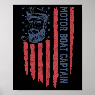 Poster Motor Boat Capitão American Flag Pontoon Barco 4