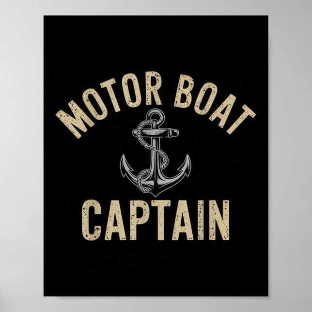 Poster Motor Boat Captain Nautical Life Marine Explorer  (Frente)
