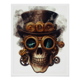Póster Motor de Crânio Steampunk
