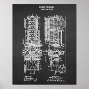 Poster Motor de Fogo - Blueprint Patent Art n.o 4