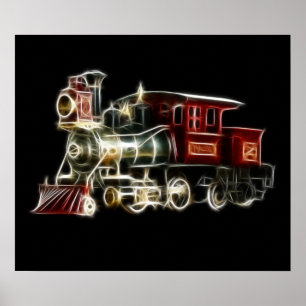 Poster Motor locomotivo do trem do vapor