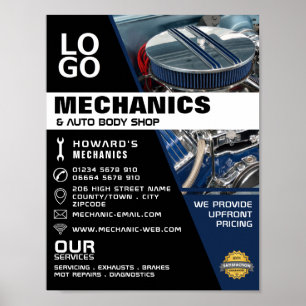 Poster Motor, Mecânica Automática e Publicidade de Repara