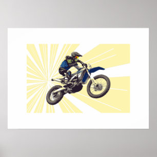 Póster Motorcross Rider em um fundo amarelo pálido